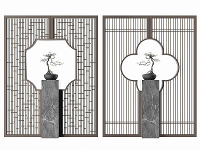 New Chinese-style screen partition 3d model