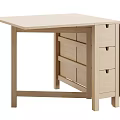 Light Wood Writing Desk With Three Drawers Simple Design And Rectangular Top 3d model