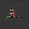 Colorful Game and Movie Character Frog Wearing Armor Sitting on Lily Pad in Water