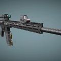 Modern Tactical Rifle With Scope Magazine Barrel And Ammunition Bullets 3d model