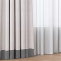 Simple Modern Double Layer Beige Curtains With White Sheer For Window Decoration