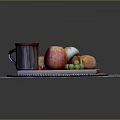 Delicious Breakfast Food With Coffee Bread Pastry On Striped Placemat Tray