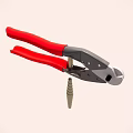 Red Handle Cutting Pliers Tool With Metal Screw In Jaws 3d model