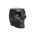 Black Skull Shaped Side Table With Intricate Carved Decorative Details