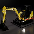 Yellow Compact Tracked Excavator Functional Vehicle With Cab For Construction Work 3d model