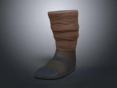 Brown High Top Boots With Wrinkled Shaft Design And Dark Leather Upper For Casual Wear 3d model