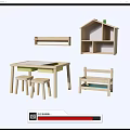 Nordic Children's Table and Chair Children's Table and Chair Combination Storage Box 3d model