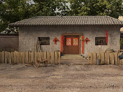 Chinese-style Courtyard Farm Tools 3d model
