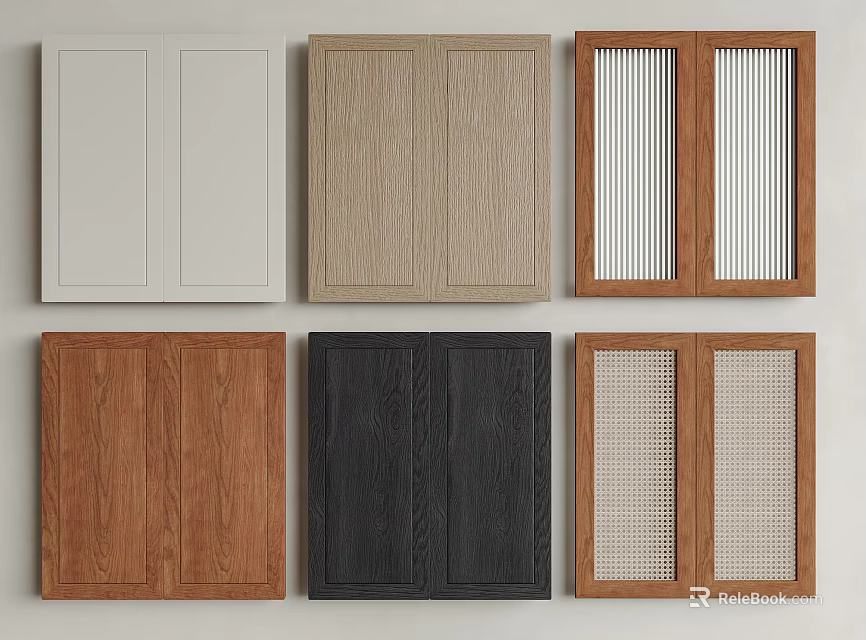 Diverse Cabinet Door Designs Featuring Various Colors Textures And Materials 3d model 