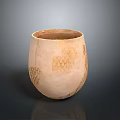 Beige Pottery Jar With Intricate Surface Patterns And Rounded Shape For Daily Use
