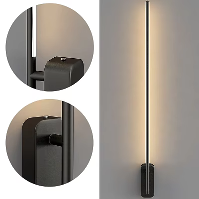 Modern Black Metal Wall Light With Slim Body And Soft Illumination For Home Decor 3d model