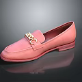 Elegant Women's Pink Loafers with Gold Chain Decoration and Comfortable Casual Style