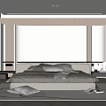 Minimalist Bedroom Interior Design With Platform Bed Headboard Wall Window Blinds And Round Rug