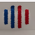 Red and Blue Stacked Cube Wall Decor Pieces on White Wall Surface 3d model