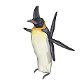 Emperor Penguin Aquatic Animal Standing With Outstretched Wings Isolated On White Background