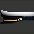 Classic Uniform Cap With White Top Black Brim Golden Emblem And Stripes