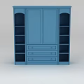 Blue Wine Cabinet With Double Doors Drawers And Open Shelves Design