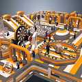 Orange Grey Indoor Playground Equipment with Slides Climbing Nets Ball Pits for Kids
