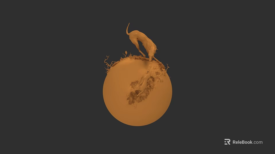 Artistic Animal Sculpture Standing On Sphere With Detailed Carving Design 3d model 