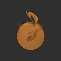 Artistic Animal Sculpture Standing On Sphere With Detailed Carving Design