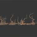 Dead Trees And Tree Roots Collection With Dry Branches On White Background 3d model
