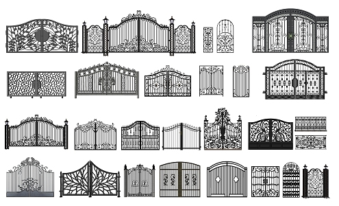 European gate garden wrought iron gate 3d model