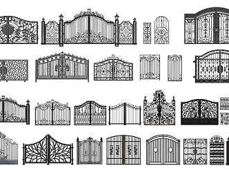 European gate garden wrought iron gate 3d model