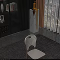 Modern Shell Shaped White Dining Chair With Light Wood Legs And Padded Seat