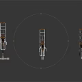 Three Long Industrial Conveyor Machinery with Metal Frame and Mechanical Components