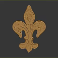 Carved Fleur de Lis Ornament With Intricate Floral And Leaf Designs
