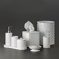 White Textured Bathroom Accessories Set With Soap Dispenser Tissue Box Toothbrush Holder And Soap Dish