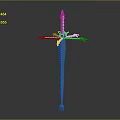 3D Model Decorative Sword With Metallic Sharp Blade And Colorful Wing Like Structures 3d model