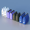 Assorted Color Household Lotion Bottles With Pump Dispensers Arranged In A Row
