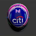 Professional Racing Helmet Design With CITI UNICREDIT BANK MAPFRE Logos And Blue Pink Accents