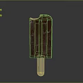 Red Icy Popsicle With Bite Mark On Wooden Stick Against Gray Background