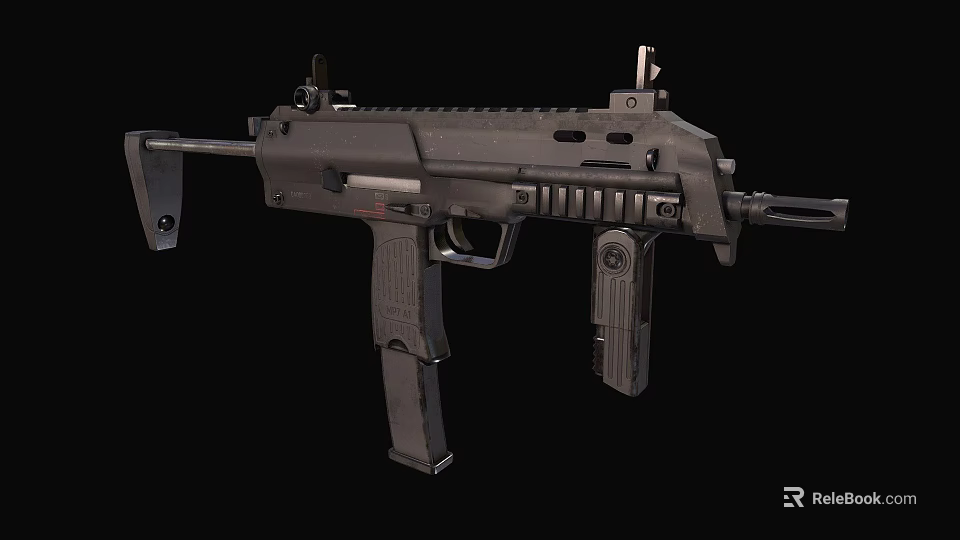 Modern Tactical Assault Rifle With Black Body Magazine Barrel And Handguard Grip 3d model 