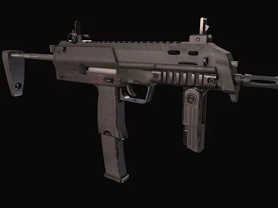 Modern Tactical Assault Rifle With Black Body Magazine Barrel And Handguard Grip 3d model