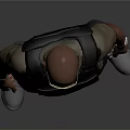Bald Man Wearing Sunglasses Tactical Vest Khaki Shirt And Dark Pants Standing In Gray Sneakers