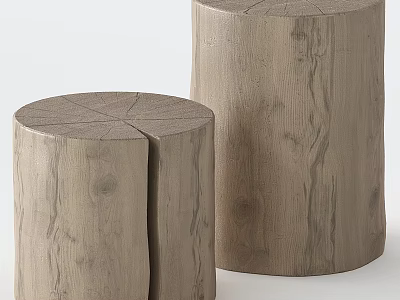 Wooden Dressing Table With Tree Stump Design And Natural Rustic Style 3d model