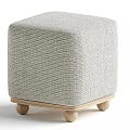 Light Gray Fabric Ottoman Set With Wooden Legs Modern Two Sizes Home Decor