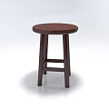 Wooden Single Stool With Round Top Dark Brown Simple Structure Classic Design 3d model