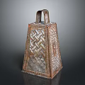 Antique Metal Square Container With Handle And Intricate Interlaced Pattern Design 3d model