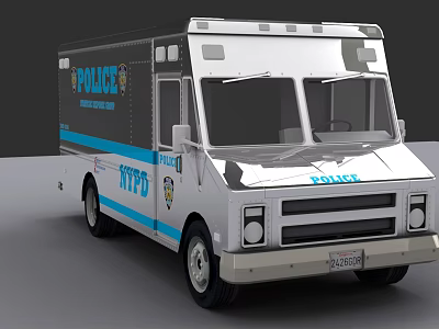 Metropolitan Police Department Truck With Blue Stripes White Body And Logo 3d model