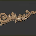 Intricate Golden Carving with Leaf Scroll Patterns and Shiny Surface on Dark Background 3d model