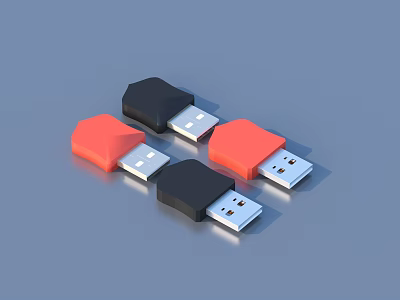 Black And Red USB Flash Drives With Different Shapes Portable Storage For Daily Use 3d model
