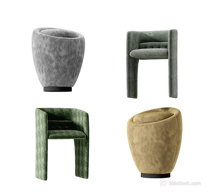 Stylish Single Sofa Collection Featuring Gray Green Beige Round and Armrest Designs 3d model