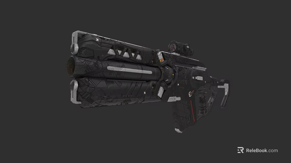 Futuristic Tactical Weapon Design With Multiple Barrels And Advanced Components 3d model 