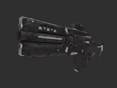 Futuristic Tactical Weapon Design With Multiple Barrels And Advanced Components 3d model