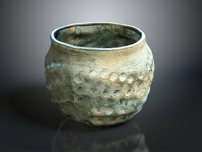 Handcrafted Textured Ceramic Jar With Rustic Design As Stylish Household Living Item 3d model
