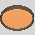 Round Contemporary Ceiling Light With White Lampshade And Brown Frame Design